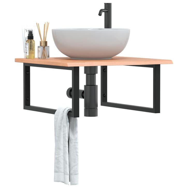 vidaXL Badkamer wandschap staal en massief eikenhout, Maison & Meubles, Tables | Coiffeuses, Envoi