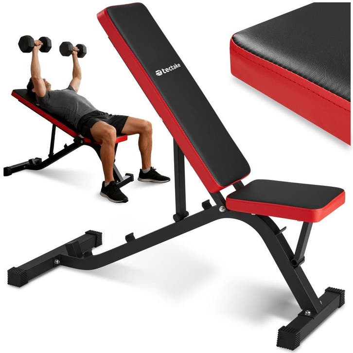 Halterbank met snelle verstelling - zwart / rood, Sport en Fitness, Fitnessmaterialen, Verzenden