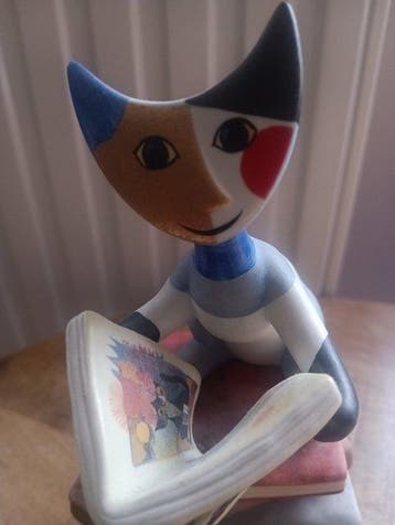 Goebel - rosina wachtmeister - Statuette, Cat on books music