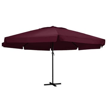 vidaXL Parasol met aluminium paal 600 cm bordeauxrood, Verzenden, Nieuw