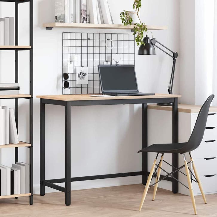 vidaXL Tafel Naturel 100 x 50 x 77 cm Engineered hout en, Maison & Meubles, Bureaux, Envoi