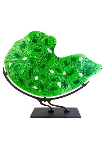 Made Murano Glass - sculptuur, Piastra Carnevale Verde Scuro