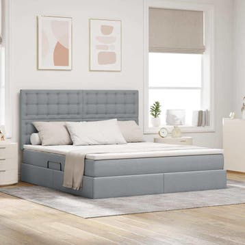vidaXL Opslag bed met matras met opslag Lichtgrijs 160 x 200, Verzenden, Nieuw
