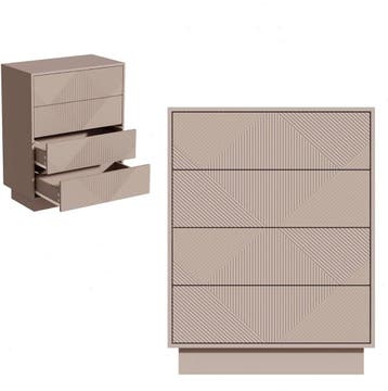UEV Commode met 4 laden, kast met ruitpatroon lijnen, 60x33,, Verzenden, Nieuw