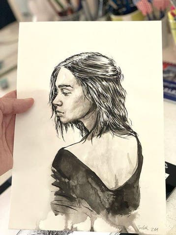 Dario Moschetta - Female Figure Ink Drawing Original