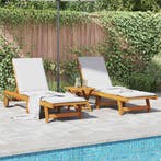 vidaXL Ligstoelen 2 st massief acaciahout, Tuin en Terras, Verzenden, Nieuw