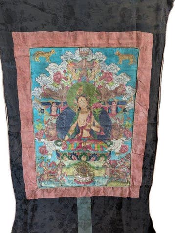 Oud Tibetaans thangka Witte Tara. Circa 1950-1970 - Tibet, Antiek en Kunst