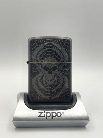 Zippo, No Reserve Price - Skull Spider Web Laser Engraved