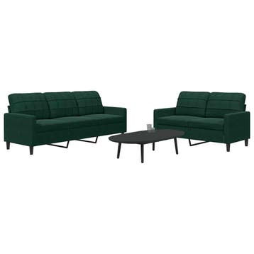 vidaXL 2-delige Loungeset met kussens fluweel donkergroen, Verzenden, Nieuw