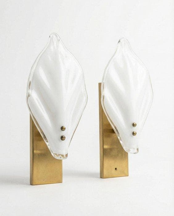 Wandkandelaar (2) - Verguld messing, Antiek en Kunst, Curiosa en Brocante