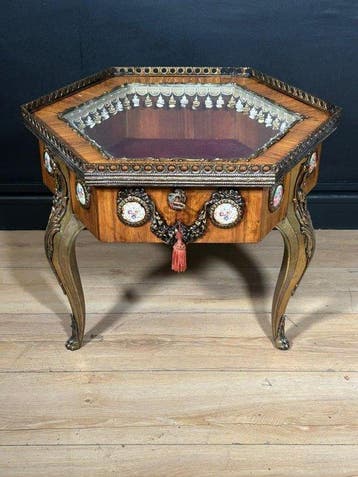 Bijzettafel - Hout, Brons, Keramiek