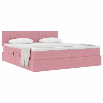 vidaXL Opbergbed 2 st Roze 180 x 200 cm Velvet, Verzenden
