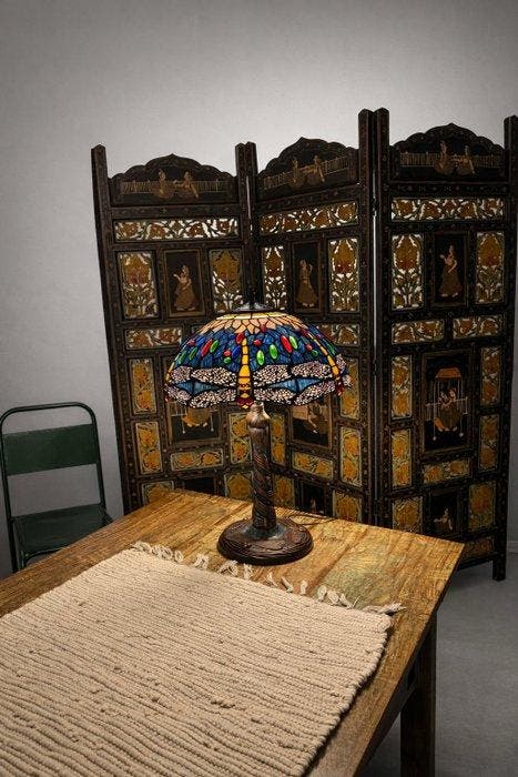 Lamp - Glas, Lood - Tiffany-stijl - Libellen, Antiquités & Art, Art | Objets design