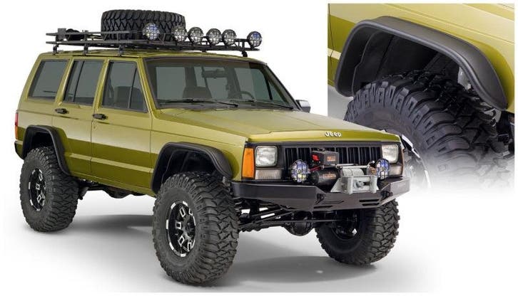 Bushwacker 84-01 Jeep Cherokee Flat Style Flares 4pc - Black, Auto-onderdelen, Overige Auto-onderdelen, Ophalen of Verzenden