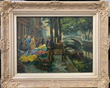 Anthony van Bloppoel (1879-1971) - Bloemenmarkt langs de