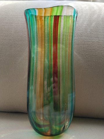 Bloempot - een wandelstok - Glas - Murano-vaas met canne, Antiek en Kunst