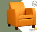 Leren fauteuil Joy - Toledo Leem (geel/bruin) - Poten hout, Ophalen of Verzenden