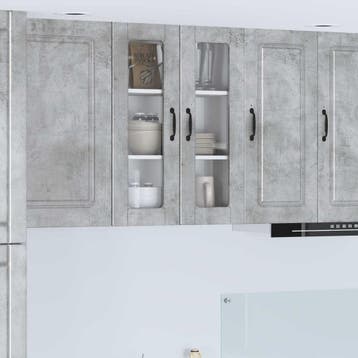 vidaXL Wandglas Kasten PORTO Beton Grijs 60 x 31 x 80 cm, Verzenden