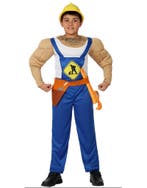 Bouwvakker verkleed kostuum met spieren, Ophalen of Verzenden