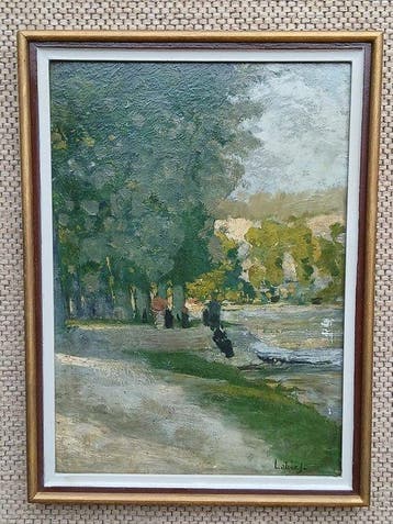 Jean Latour (1907-1973) - Personages bij een rivier, Antiquités & Art, Art | Peinture | Classique