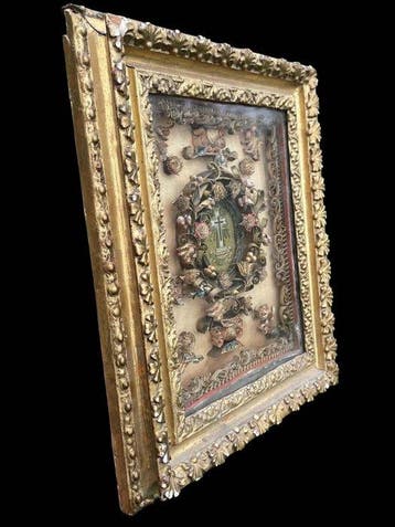 Reliekhouder - Metaal, Hout, Textiel - 1850-1900 -, Antiek en Kunst