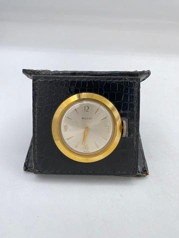 Réveil de voyage - Gucci - - Cuir de crocodile - 1950-1960 -, Antiquités & Art