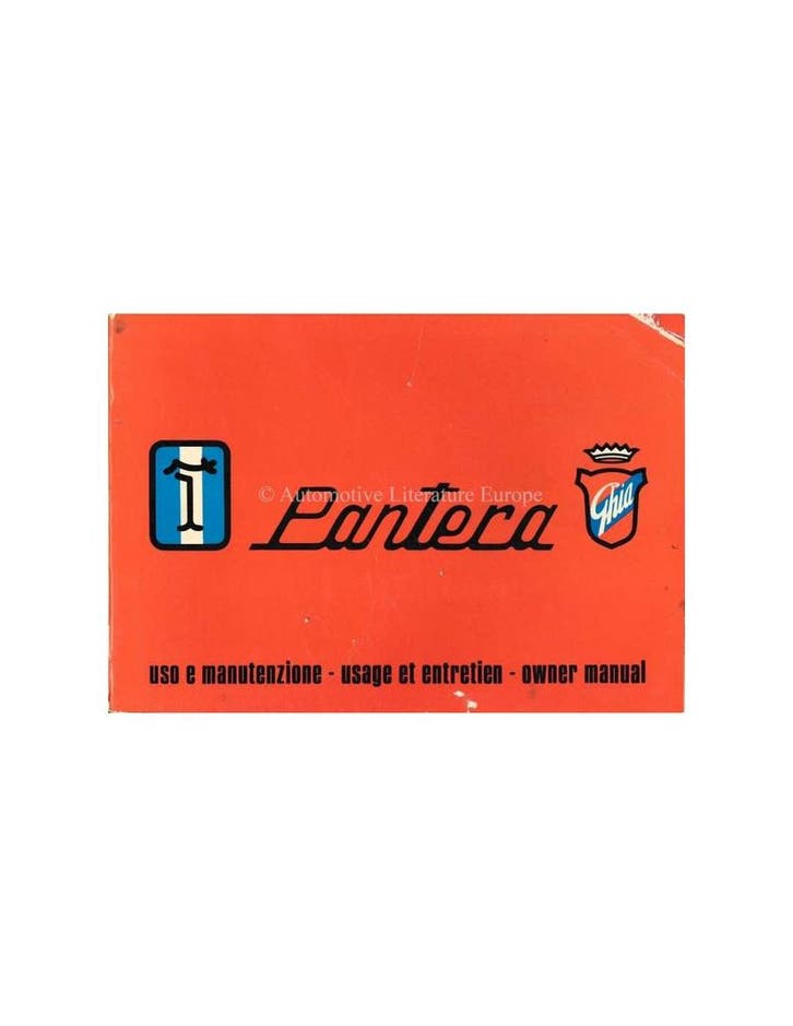 1973 DE TOMASO PANTERA INSTRUCTIEBOEKJE, Autos : Divers, Modes d'emploi & Notices d'utilisation, Enlèvement ou Envoi