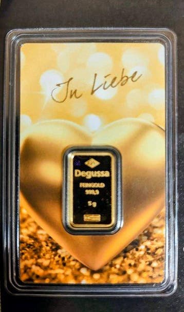 5 gram - Goud .999 - Degussa, Germany, Postzegels en Munten, Edelmetalen en Baren
