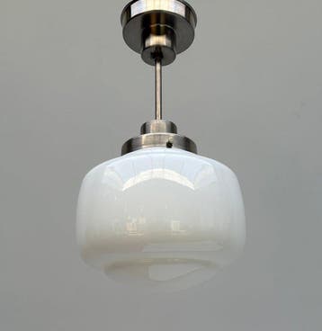 Lampe à suspendre - Laiton nickelé, Opaline