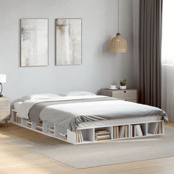vidaXL Bedframe bewerkt hout wit 150x200 cm, Verzenden, Nieuw