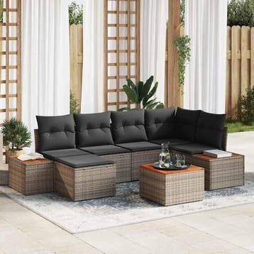 vidaXL Tuinbank Set 7 st 6-Aantal zitplaatsen Grijs, Verzenden, Nieuw
