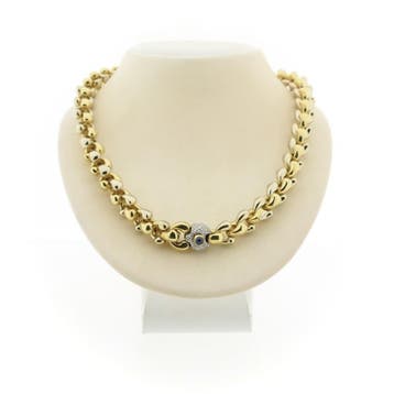 Cadaro bicolor gouden ketting met saffier en diamanten; 0..., Ophalen of Verzenden
