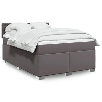 vidaXL Boxspring met matras kunstleer grijs 140x200 cm, Verzenden