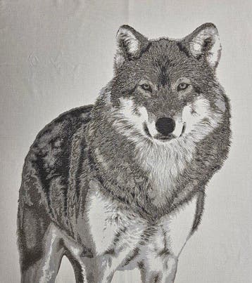 Tapijt van alpaca in jacquard Majestueuze wolf, kracht en