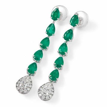 Statement oorbellen - 14 karaat Witgoud - 5.34ct. tw.