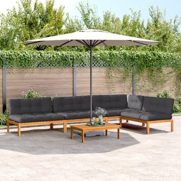 vidaXL 5-delige Loungeset pallet met kussens massief, Verzenden, Nieuw