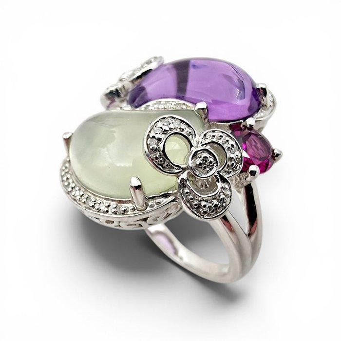 Sans prix de réserve - Bague Argent - Diamants (Certifiés), Bijoux, Sacs & Beauté, Bagues