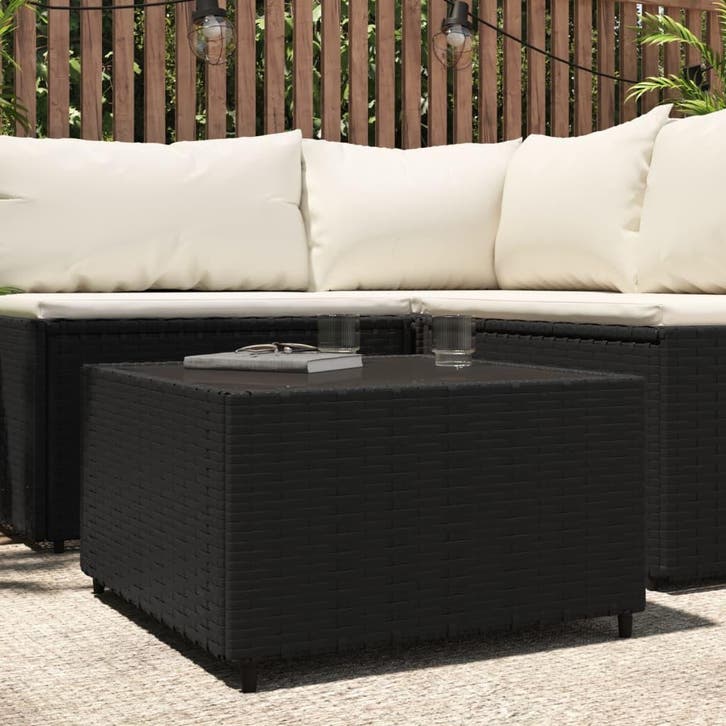 vidaXL Salontafel vierkant 50x50x30 cm poly rattan zwart, Tuin en Terras, Tuintafels, Nieuw, Verzenden