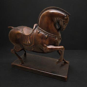 Statue, Tang-Dynastie stijl paard - 23 cm - Bronze