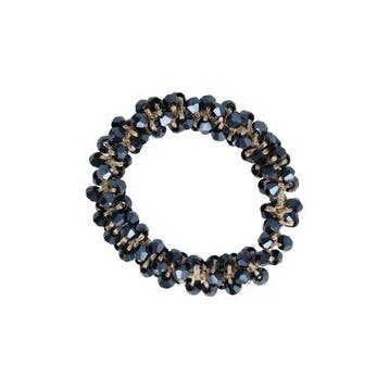 Haarelastiek – Facetkralen – Donkerblauw, Nieuw