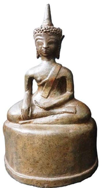 Early Thai Bronze Buddha – Ayutthaya Style – Hand-Cast,