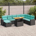 vidaXL 9-delige Loungeset met kussens poly rattan acacia, Tuin en Terras, Tuinsets en Loungesets, Verzenden, Nieuw, Loungeset