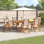vidaXL 7-delige Tuinset massief acaciahout en textileen, Tuin en Terras, Verzenden, Nieuw, Tuinset