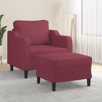 vidaXL Fauteuil met voetenbank / zetel 60 cm stof wijnrood, Verzenden, Nieuw