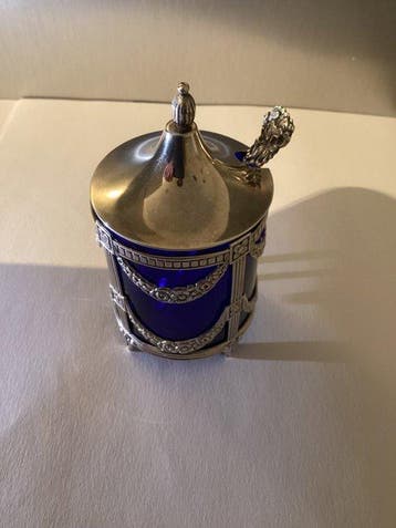 Pot - .925 zilver - Sterling Mosterdpot, Antiek en Kunst, Antiek | Zilver en Goud