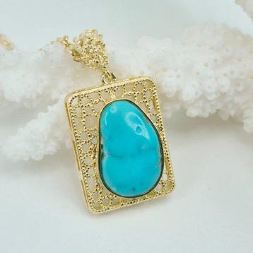 Turquoise - Zilver, Verguld, Zonder reserveprijs - Ketting, Antiek en Kunst, Curiosa en Brocante