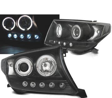 Phares Pour Toyota Land Cruiser Fj200 07-12 Angel Eyes Noir, Verzenden
