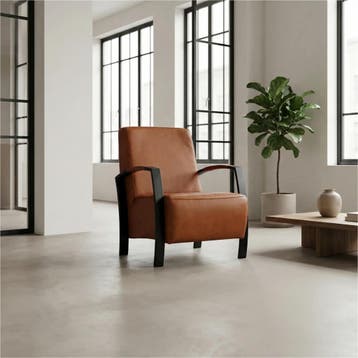 Set van 2 Leren fauteuils Glory - Rancho Cognac (cognac), Nieuw, Ophalen of Verzenden, 50 tot 75 cm, Leer