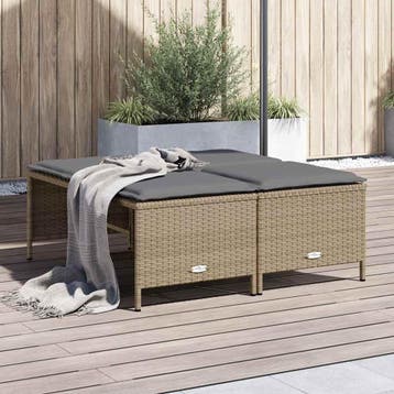 vidaXL Tuinkrukken met kussens 4 st poly rattan beige, Verzenden, Nieuw