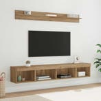 vidaXL Tv Wandkast Set met LED 5 pcs Artisan Eiken Bewerkt, Verzenden, Nieuw
